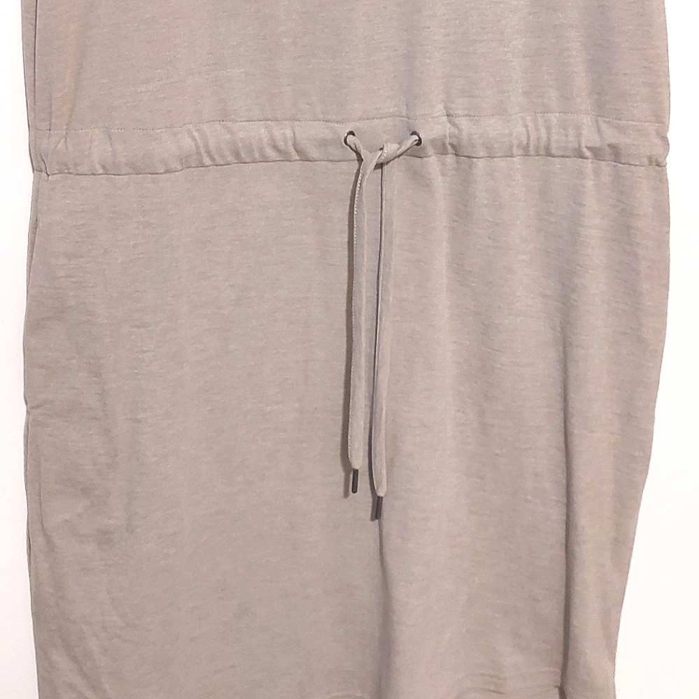 📣 Kyodan Women's Oatmeal Short Sleeved Drawstring Soft Midi Dress NWT Size M - Picture 3 of 10